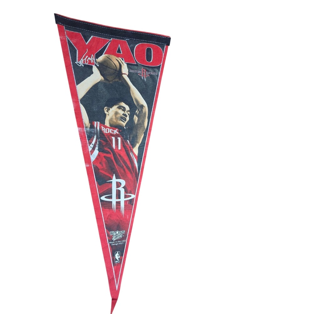 Vintage Yao Ming Houston Rockets NBA Pennant 12"x29" WinCraft Sports Made in USA